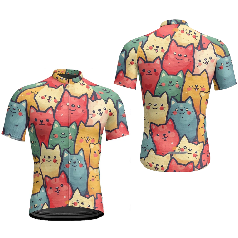 Cute Cat Cycling Short Sleeve Jersey For Men, Cat Lovers Cycling Jersey CZ0159