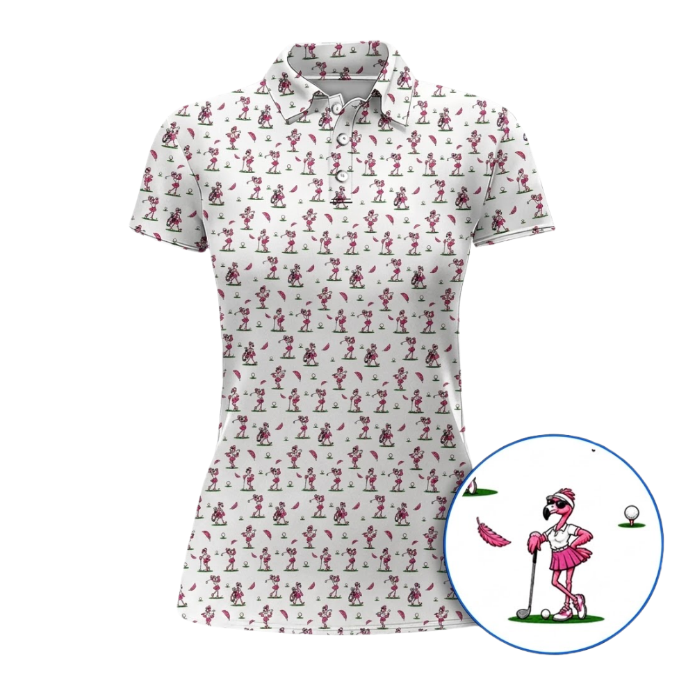 Women's Fun Flamingo Golf Polo Shirt, Flamingo Ladies Golf Shirt GZ0370
