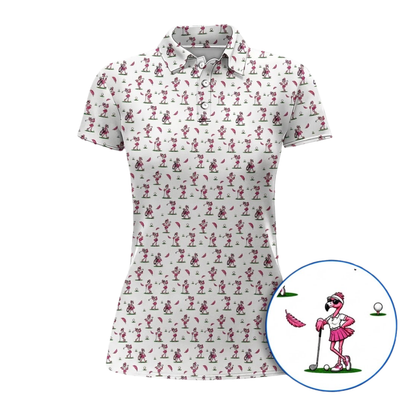Women's Fun Flamingo Golf Polo Shirt, Flamingo Ladies Golf Shirt GZ0370