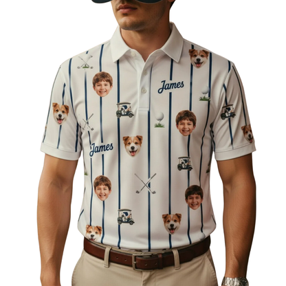 Custom Face Father's Day Golf Polo Shirt For Men, Custom Golf Shirt With Photo GE0504