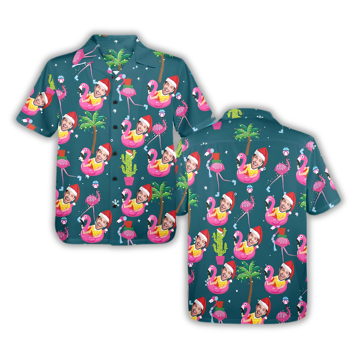 Custom Photo Christmas Tropical Hawaiian Shirt For Men Women, Custom Funny Faces Christmas Hawaiian Shirt HE0880