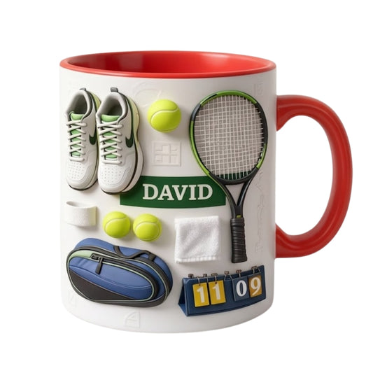 Personalized Tennis Coffee Mug, Custom Name Tennis Player Mug Cups ET0057