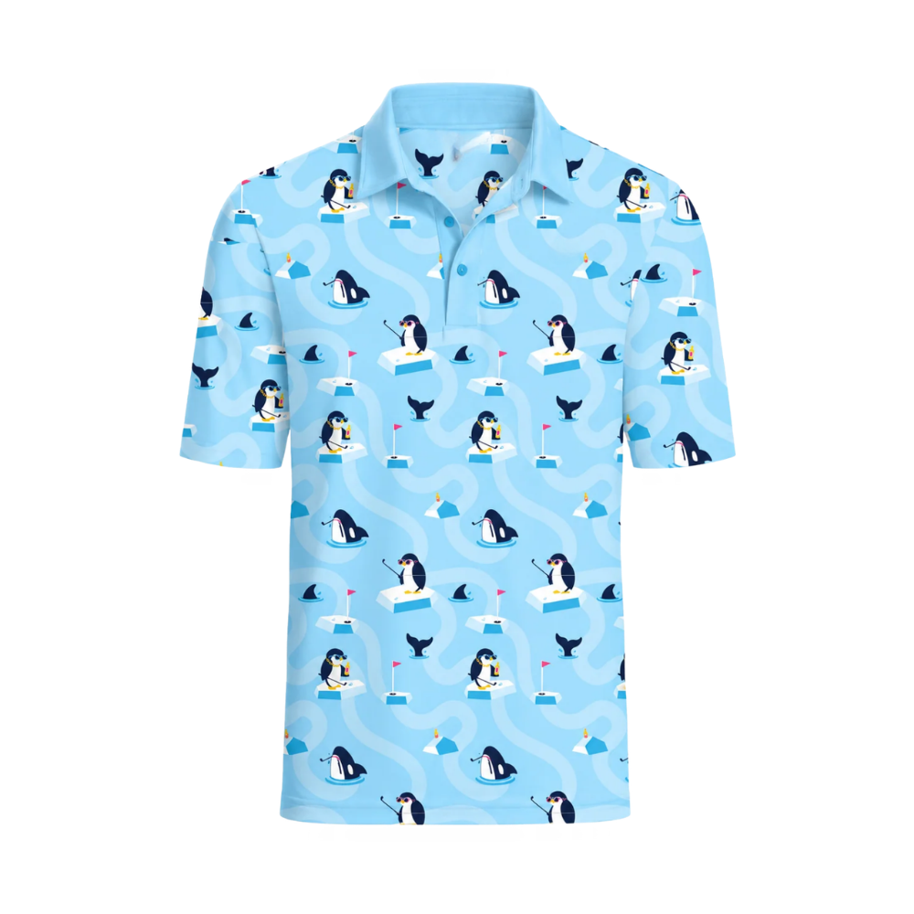 Men's Funny Penguin Golf Polo Shirt, Penguin Lover Golf Shirts GZ0463