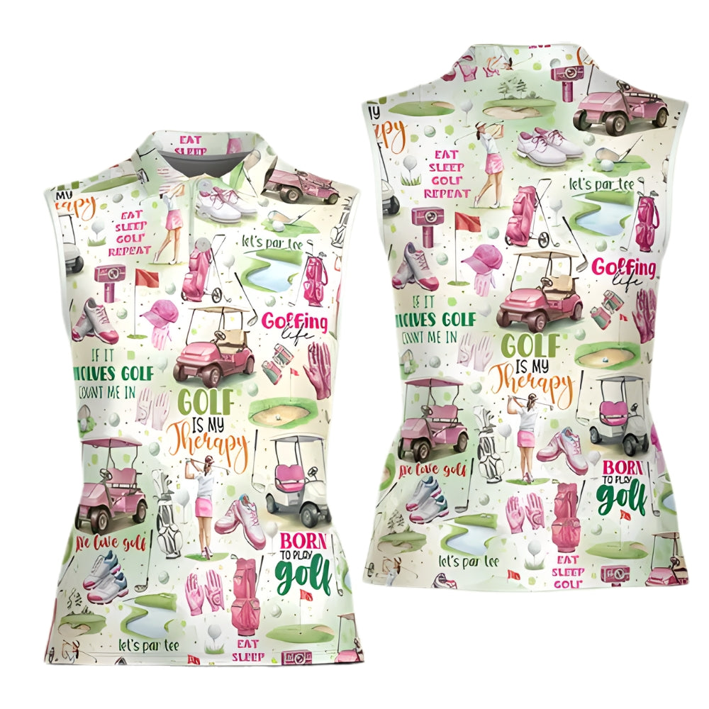 Golf Is My Therapy Born To Play Golf Women's Golf Polo Shirt, Funny Golf Shirt Women GE0252