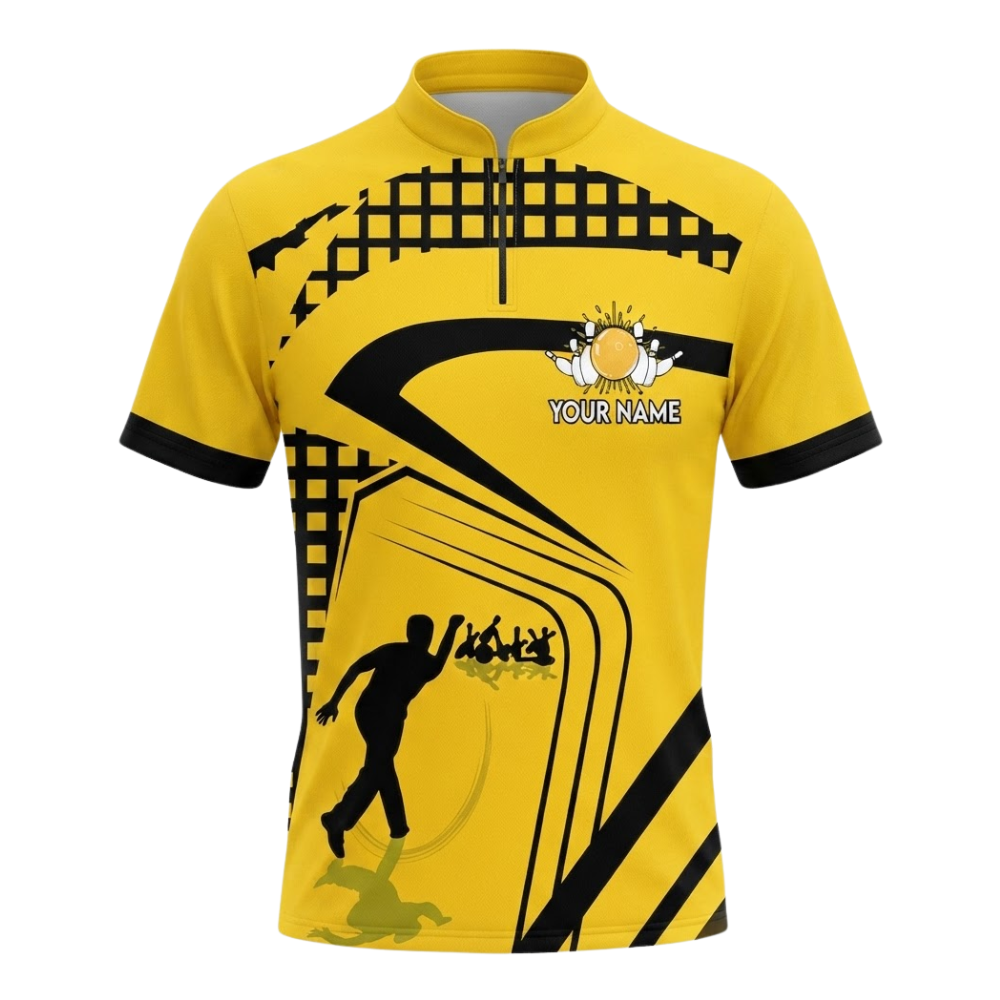 Custom Team Yellow Bowling Jersey For Men, Custom Bowling Shirts BZ0628
