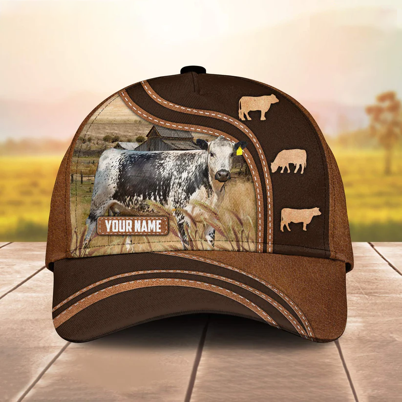 Speakle Park Leather Brown Pattern Customized Name Cap CA0100