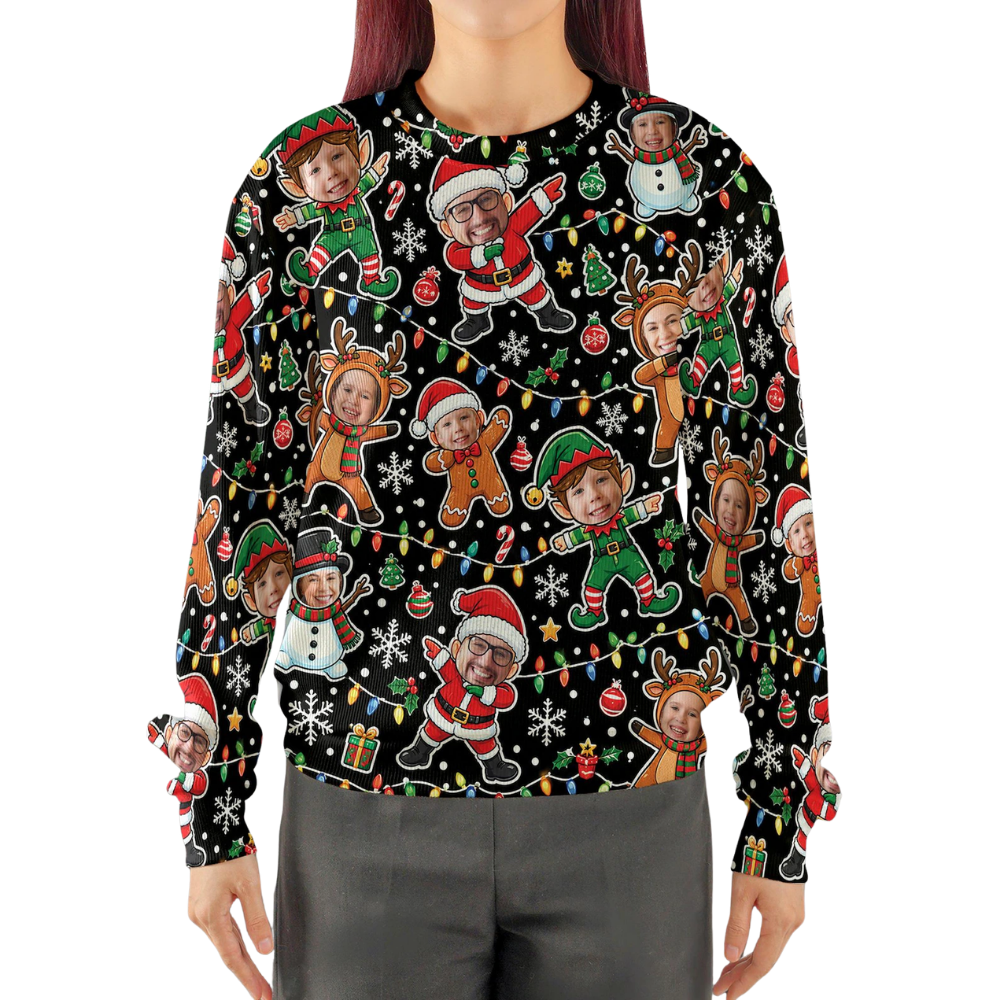 Custom Family Photo Christmas Ugly Sweater, Custom Faces Ugly Christmas Sweatshirt 2D1173