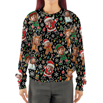 Custom Family Photo Christmas Ugly Sweater, Custom Faces Ugly Christmas Sweatshirt 2D1173