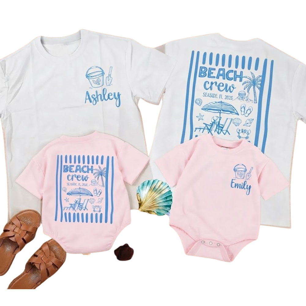 Personalized Beach Crew Family Matching T Shirt, Custom Beach Trip Family Shirts ET1212