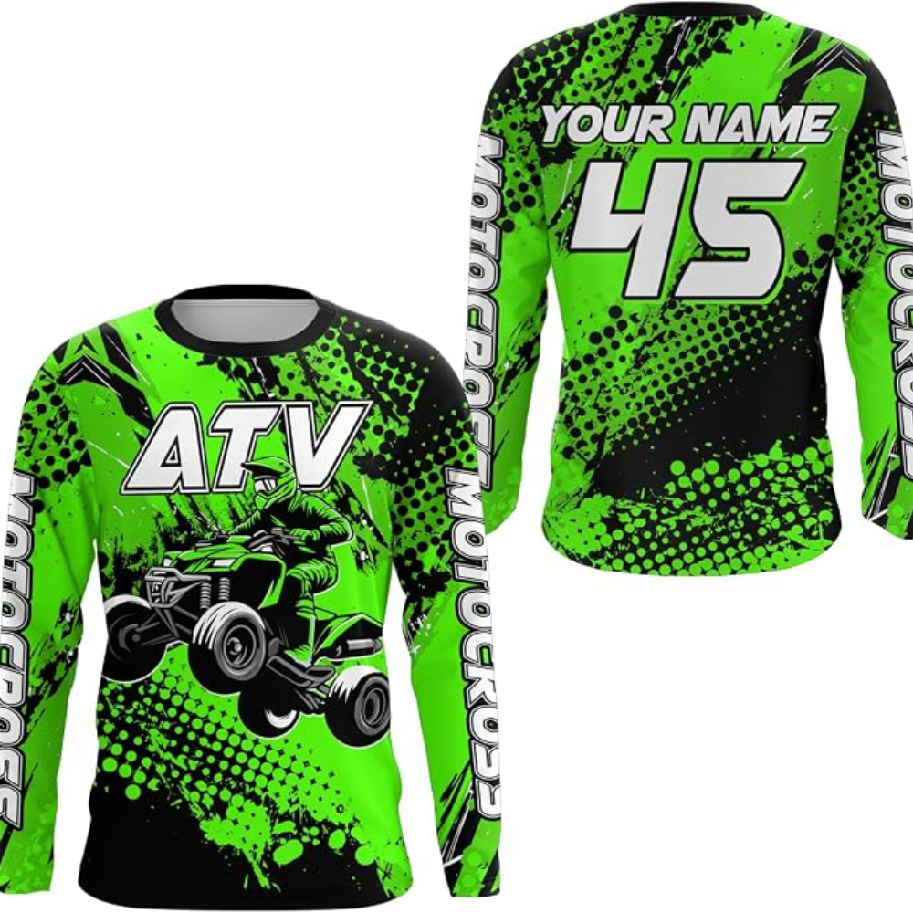 Custom ATV Racing Mens Long Sleeve Motocross Jersey Blue, Personalized ATV Dirt Bike Jerseys MZ0103