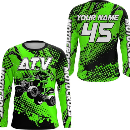 Custom ATV Racing Mens Long Sleeve Motocross Jersey Blue, Personalized ATV Dirt Bike Jerseys MZ0103