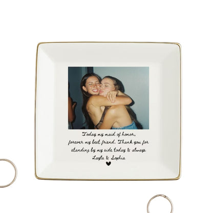 Custom Photo Bride and Bridesmaid Ring Dish, Personalized Maid of Honor  Jewelry Dish For Best Friend Sister WD0040