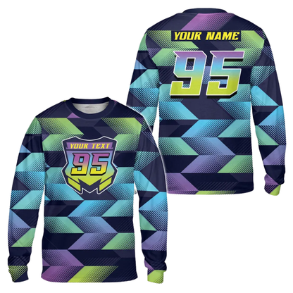 Neon Abstract Custom Dirt Bike Long Sleeve Jersey For Men, Custom Racing Dirt Bike Shirts MZ0093