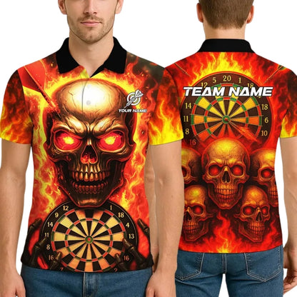 Custom Flame Skull Darts Men Jersey, Custom Skull Dart Team Shirts DE0008