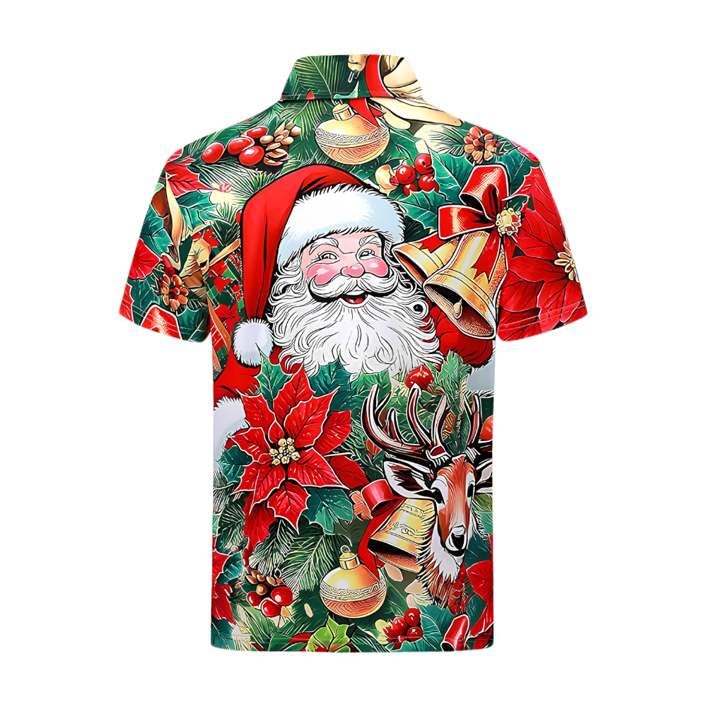 Santa Reindeer Christmas Men's Red Green Golf Polo Shirt, Christmas Golf Shirts GZ0453