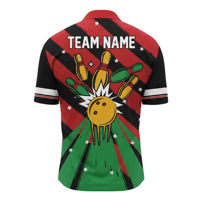 Custom Mens Argyle Christmas Bowling Jersey Red Green Black, Custom Xmas Bowling Team Shirts BZ0615