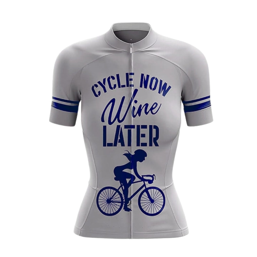 Cycle Now Wine Later Women's Short Sleeve Cycling Jersey, Wine Lover Cycling Jersey For Ladies CZ0157
