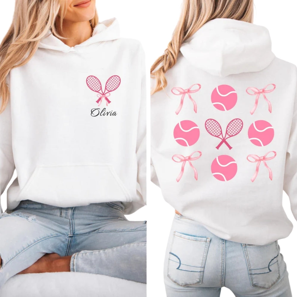 Custom Coquette Tennis Hoodie, Custom Hoodie For Tennis Lover 2D0606