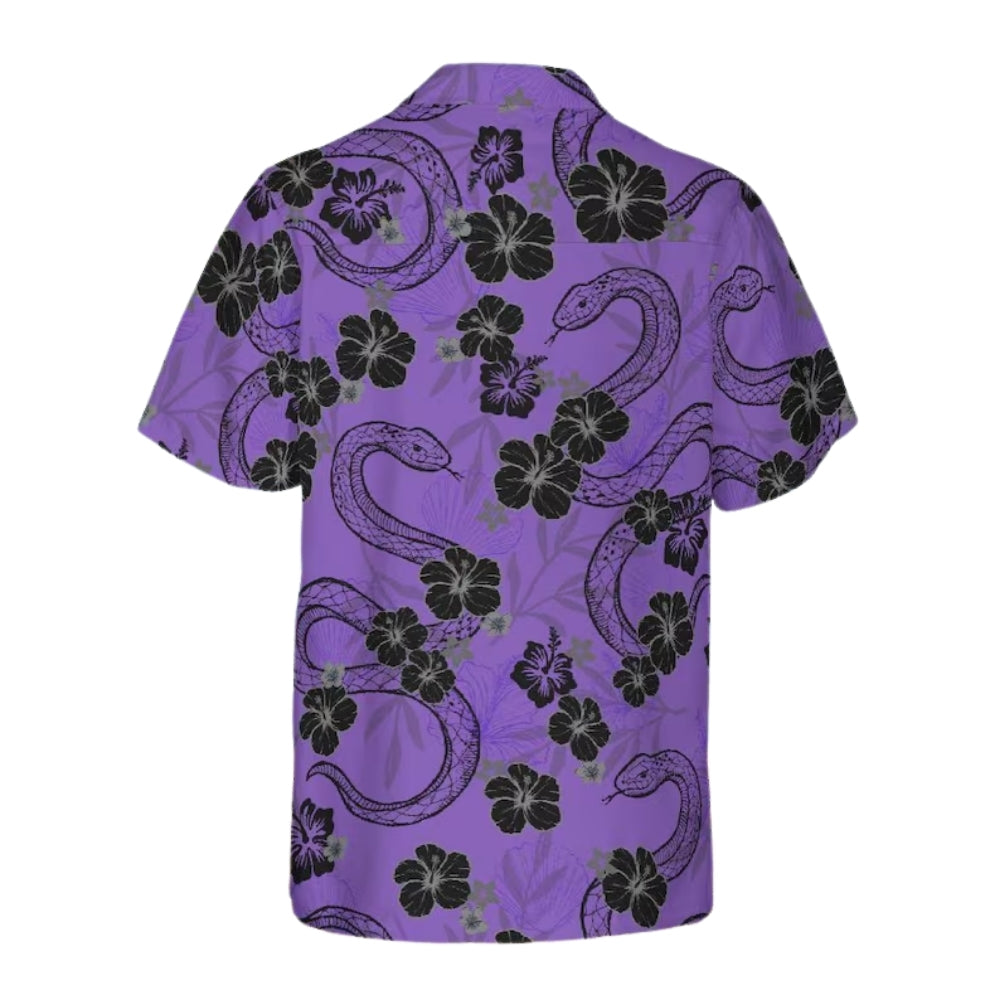 Snake Hibiscus Purple Hawaiian Shirts For Men, Snake Hawaiian Shirts HE0203