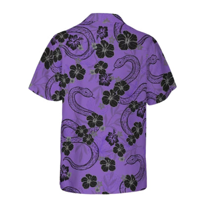 Snake Hibiscus Purple Hawaiian Shirts For Men, Snake Hawaiian Shirts HE0203