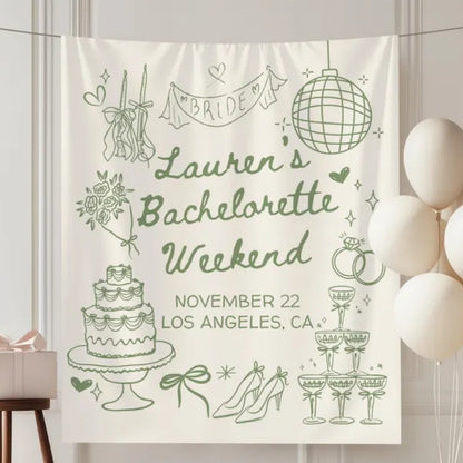 Personalized Bachelorette Weekend Banner, Custom Bachelorette Party Banner WD0424