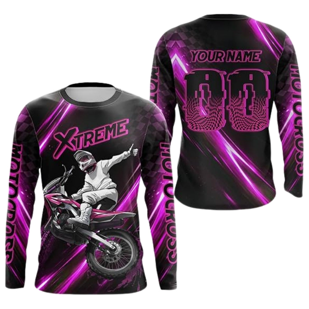 Custom Neon Green Motocross Racing Long Sleeve Men Jersey, Custom Dirt Bike Jerseys MZ0086