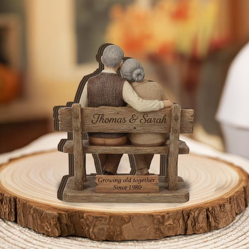 Growing Old Together Custom Couple Name Wooden Block, Custom Wedding Anniversary Wooden Plaque WD0816