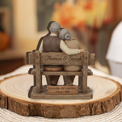 Growing Old Together Custom Couple Name Wooden Block, Custom Wedding Anniversary Wooden Plaque WD0816