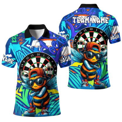 Custom Graffiti Funny Bee Dart Polo Shirt Mens, Custom Bee Darts Team Shirts DE0045