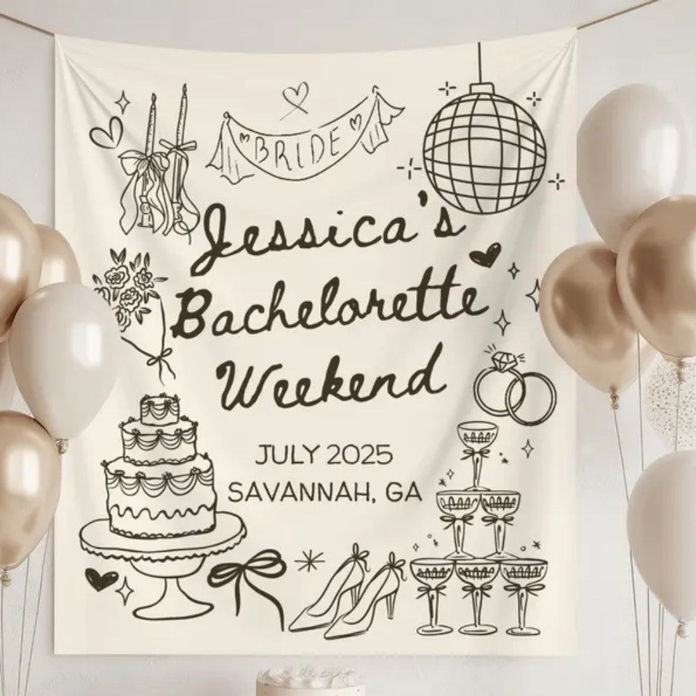 Personalized Bachelorette Weekend Banner, Custom Bachelorette Party Banner WD0424