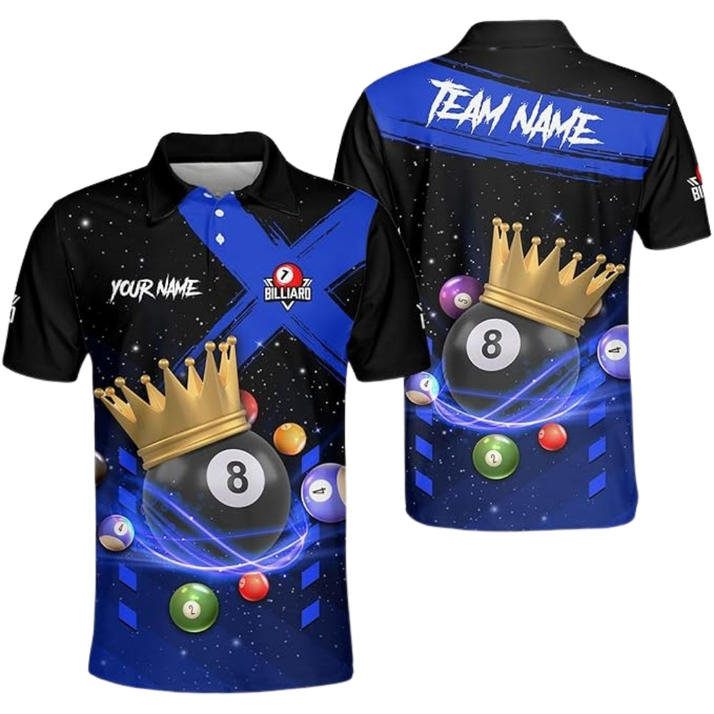 Custom King 8 Ball Polo Shirt For Men, Custom Pool Billiard Team Shirts BIZ0185