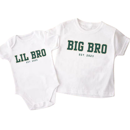 Big Bro Lil Bro Matching Pregnancy Announcement Family T Shirts For Siblings, Custom Matching Sibling Announcement Shirts ET0416
