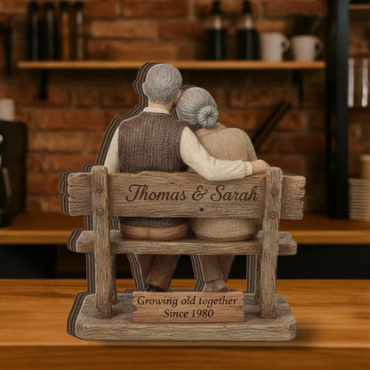 Growing Old Together Custom Couple Name Wooden Block, Custom Wedding Anniversary Wooden Plaque WD0816