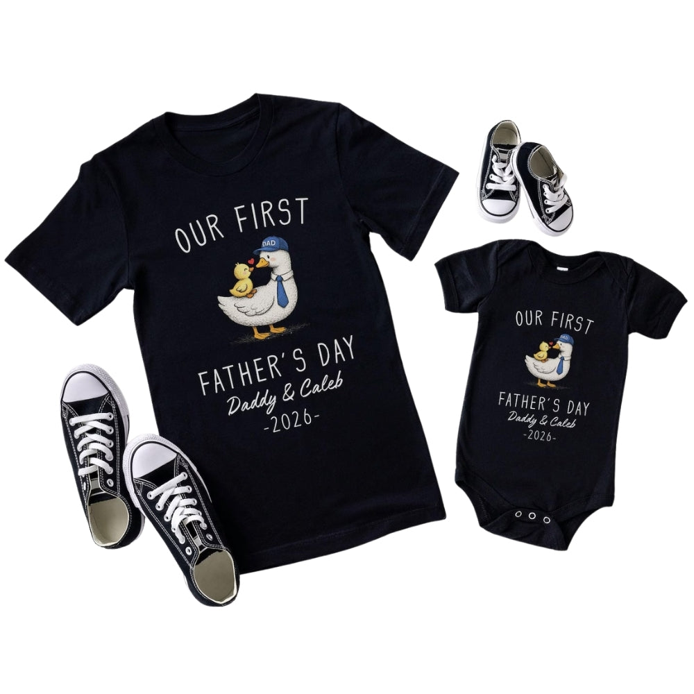 Custom Our First Father Day Matching Dad And Me T Shirts, Custom 1st Father Day Family Shirts ET0554