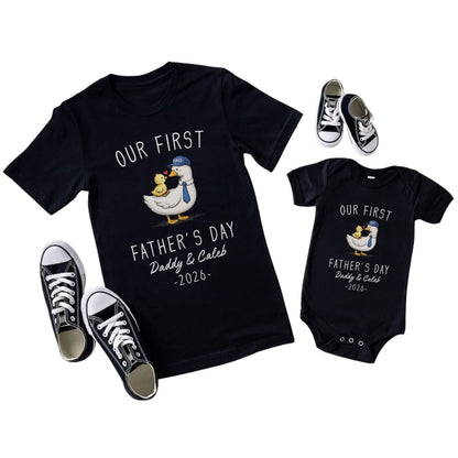 Custom Our First Father Day Matching Dad And Me T Shirts, Custom 1st Father Day Family Shirts ET0554