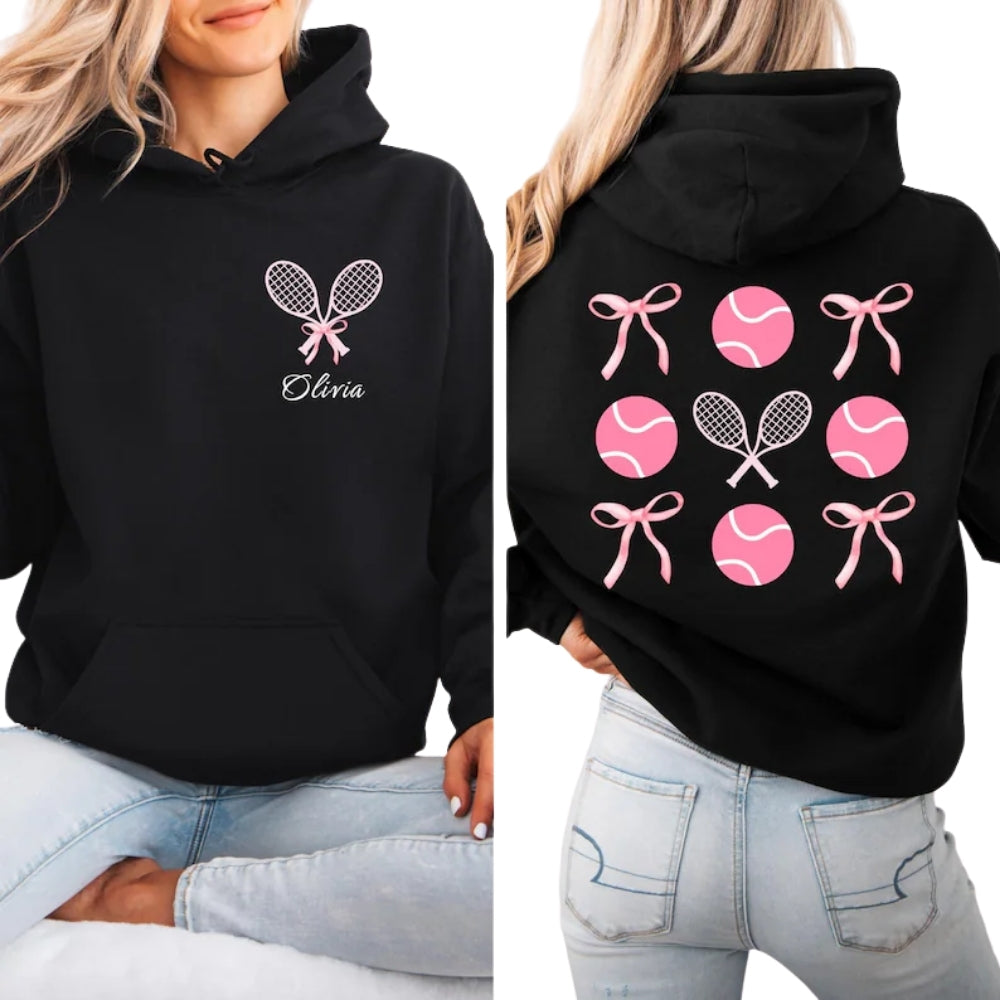 Custom Coquette Tennis Hoodie, Custom Hoodie For Tennis Lover 2D0606