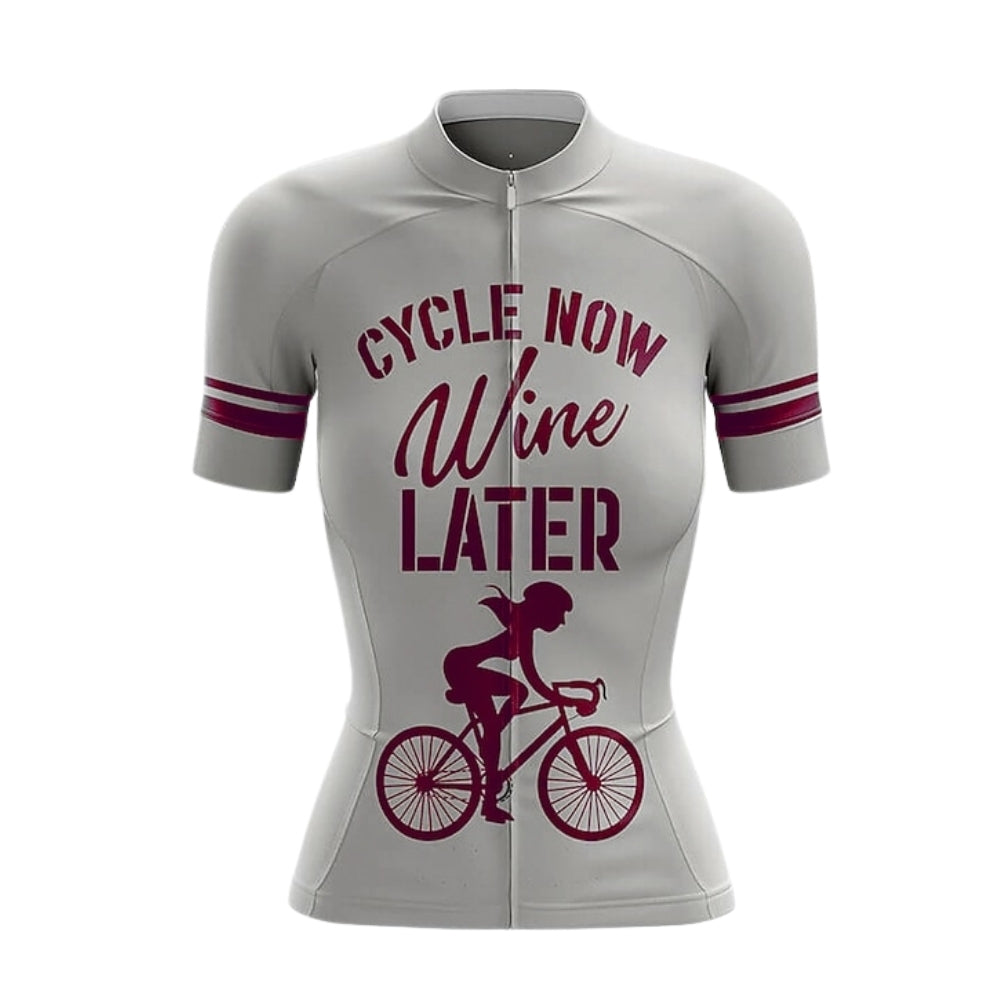 Cycle Now Wine Later Women's Short Sleeve Cycling Jersey, Wine Lover Cycling Jersey For Ladies CZ0157