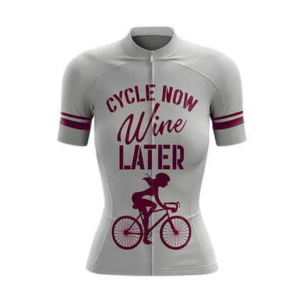 Cycle Now Wine Later Women's Short Sleeve Cycling Jersey, Wine Lover Cycling Jersey For Ladies CZ0157