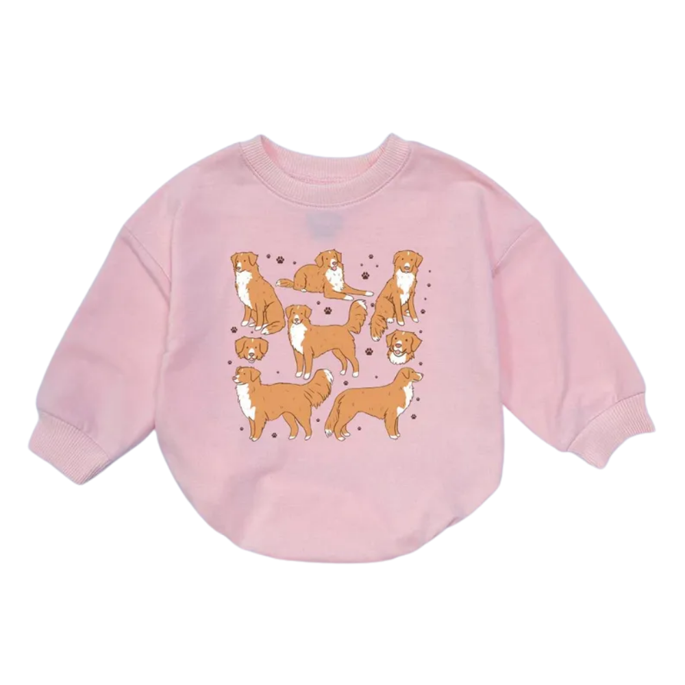 Nova Scotia Duck Tolling Retriever Dog Baby Romper Sweatshirt, Dog Lover Baby Sweatshirt Romper BB0451