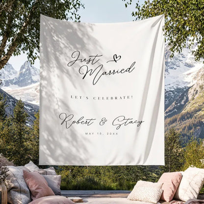 Personalized Minimalist Wedding Banner, Custom Couple Name Wedding Banner WD0249
