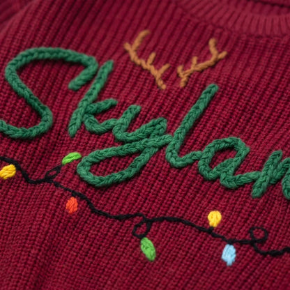 Christmas Light Custom Name Baby Embroidered Knit Sweater, Custom Christmas Sweatshirt For Baby BB0786