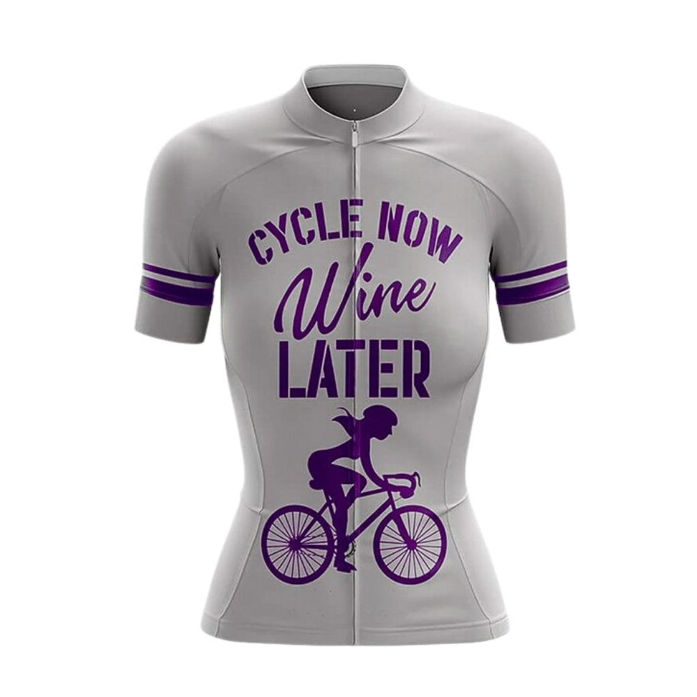 Cycle Now Wine Later Women's Short Sleeve Cycling Jersey, Wine Lover Cycling Jersey For Ladies CZ0157
