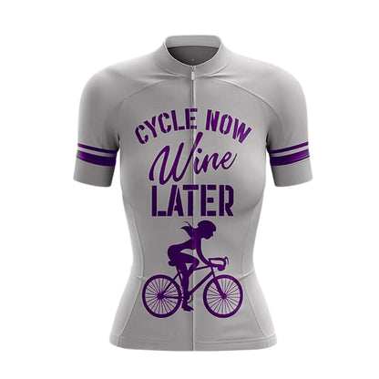 Cycle Now Wine Later Women's Short Sleeve Cycling Jersey, Wine Lover Cycling Jersey For Ladies CZ0157