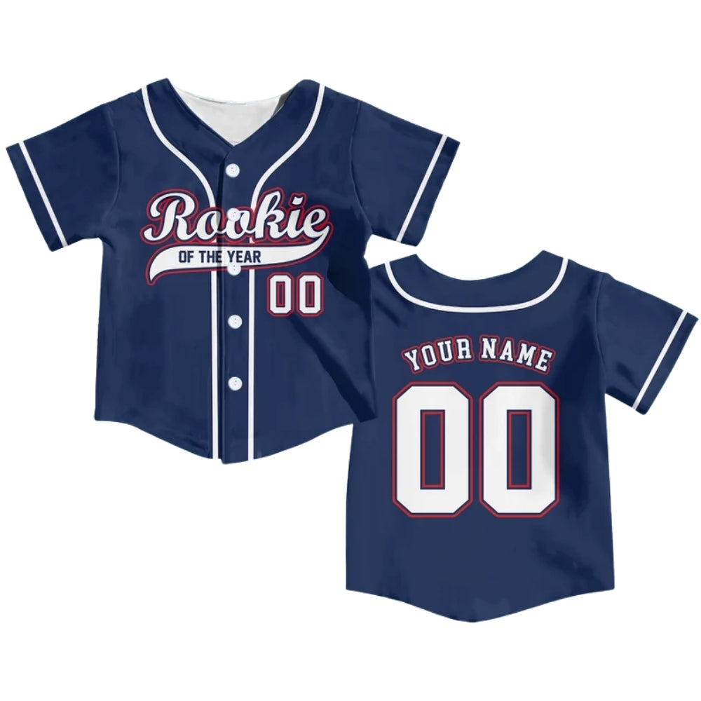 Rookie Of The Year Personalized Family Matching Baseball Jersey Blue, Custom Game Day Matching Family Baseball Shirts ET0699