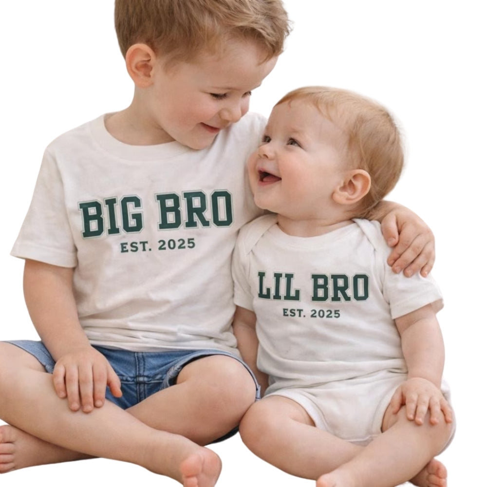 Big Bro Lil Bro Matching Pregnancy Announcement Family T Shirts For Siblings, Custom Matching Sibling Announcement Shirts ET0416