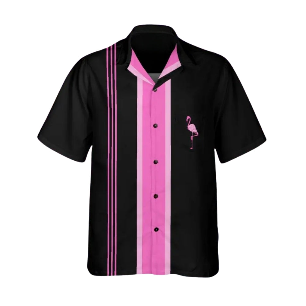 Flamingo Black Pink Hawaiian Shirts For Men Women, Flamingo Lover Hawaiian Shirts HE0204
