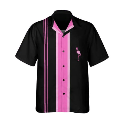 Flamingo Black Pink Hawaiian Shirts For Men Women, Flamingo Lover Hawaiian Shirts HE0204