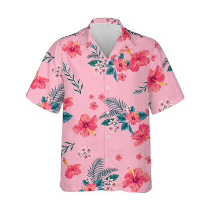 Hibiscus Flower Pink Hawaiian Shirt Men And Women, Floral Hawaiian Shirts HE0342
