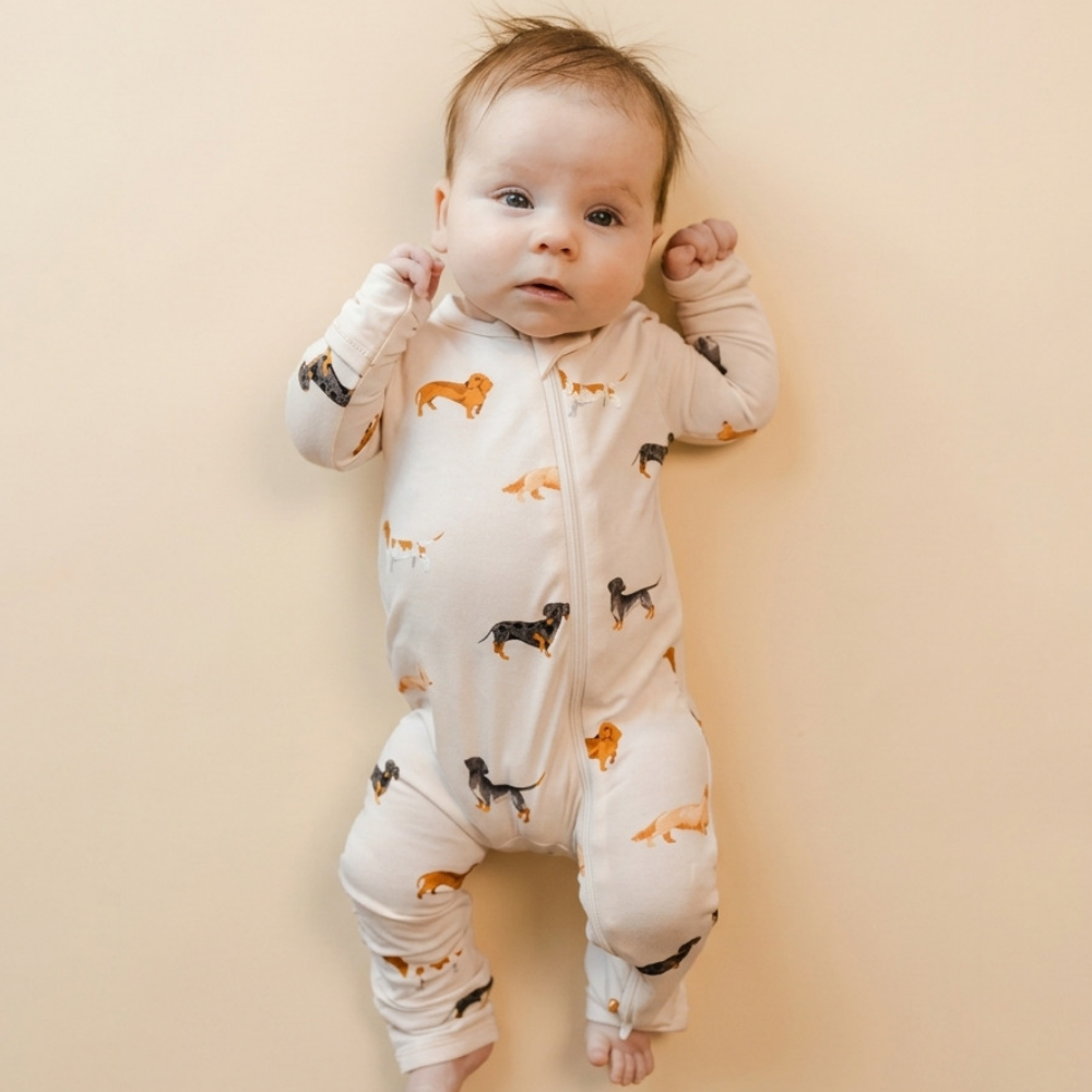 Wiener Dachshund Baby Romper Convertible Zipper, Dachshund Dog Convertible Romper Baby BB0734
