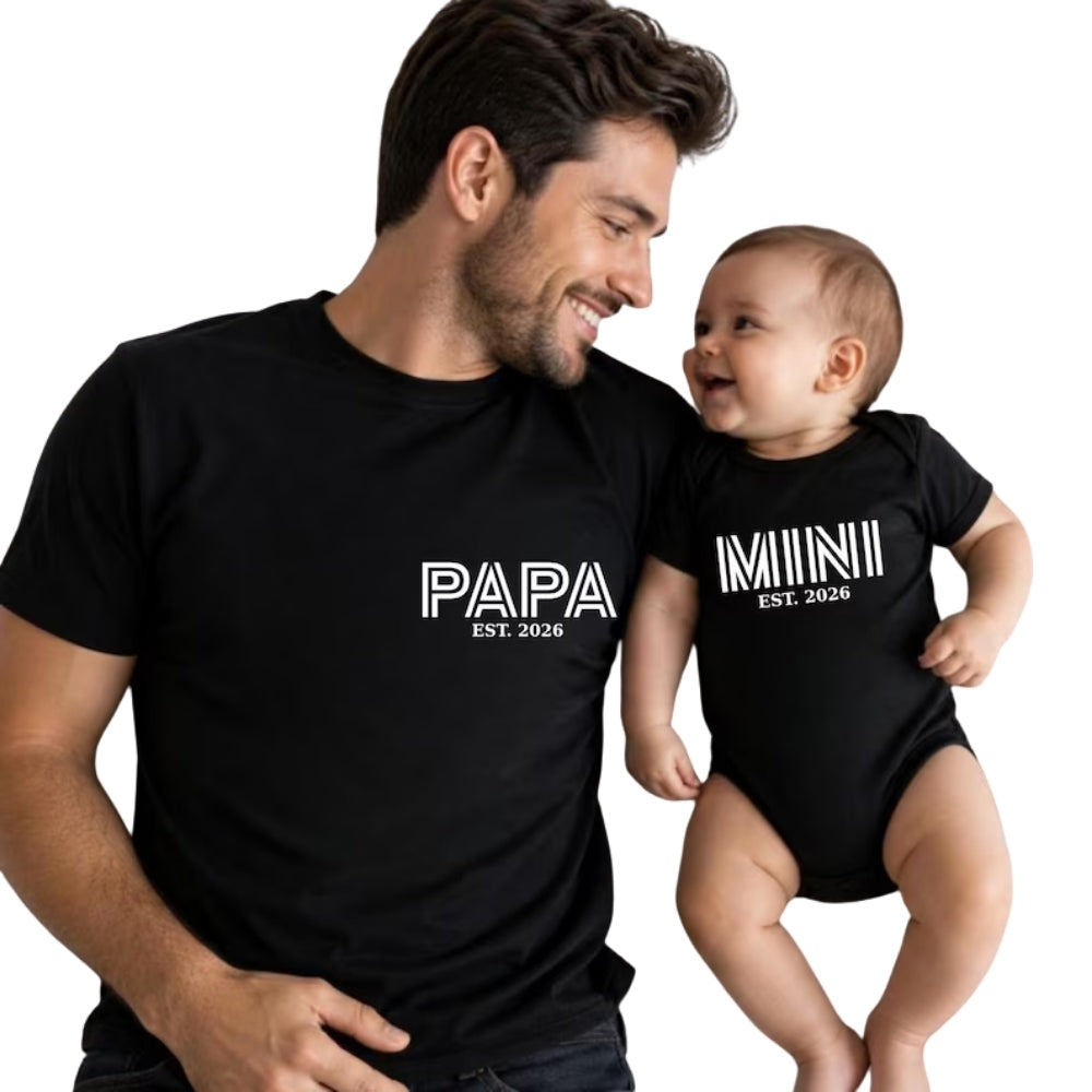 Papa And Mini Custom Matching Family T Shirt For Father Day, Custom Daddy And Me Matching Shirts ET0841